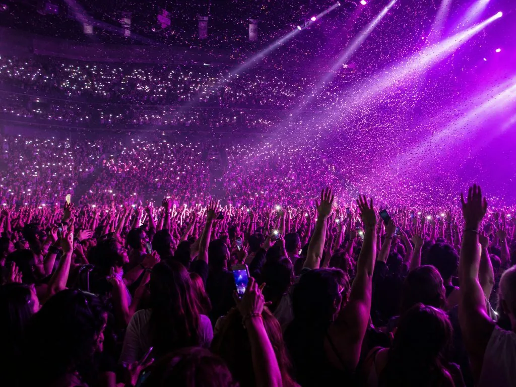 Arena crowd at an Unraveled Tour show